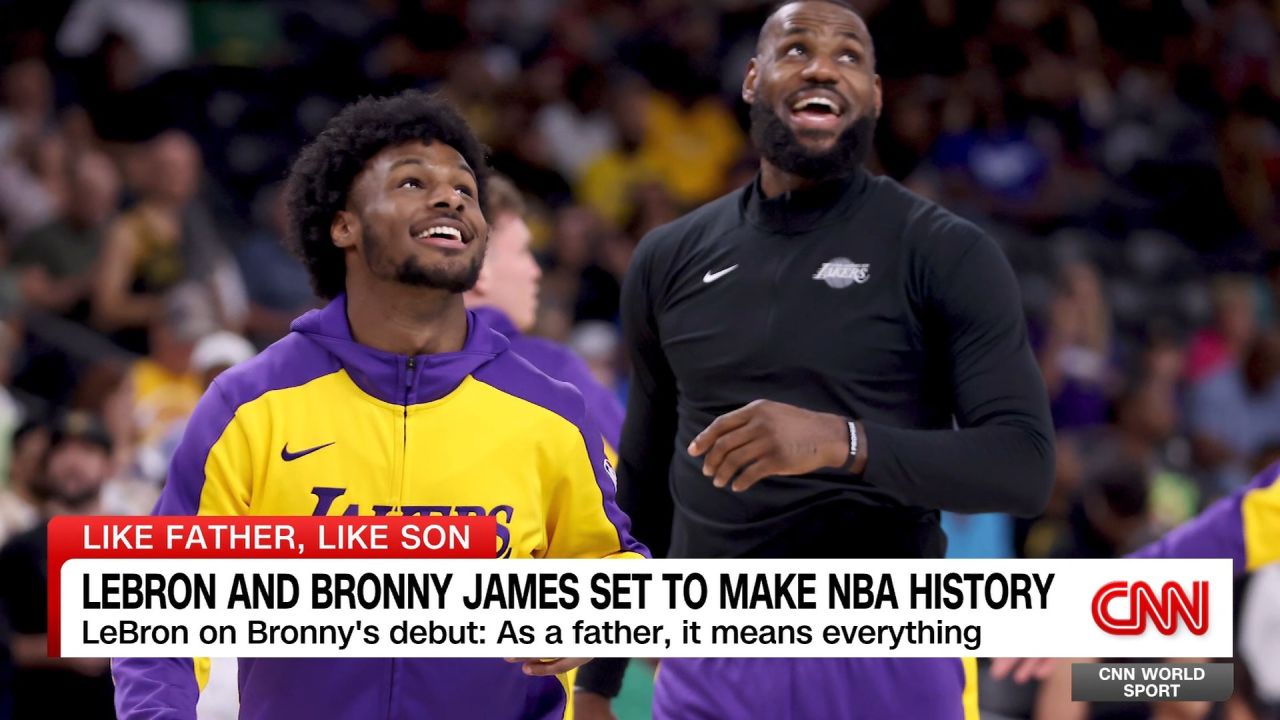 <p>LeBron already had a season under his belt when his son Bronny was born in October 2004, and almost exactly 20 years later, the two will make history as the first father-son duo to play in the same regular season game. World Sport's Andy Scholes has more on the James family’s remarkable journey which will culminate tonight in Los Angeles. </p>