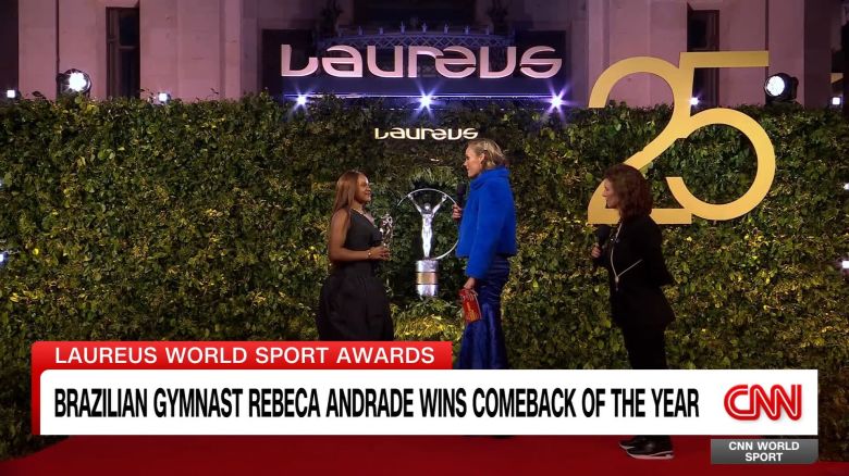 <p>Fresh off winning Comeback of the Year Award at this week’s Laureus World Sports Awards, Brazil’s Rebeca Andrade, reflects on “goosebumps” moment at last summer’s Paris Game. The star gymnast has been telling CNN’s Amanda Davies why it was such a powerful moment in her career. </p><p>  </p>
