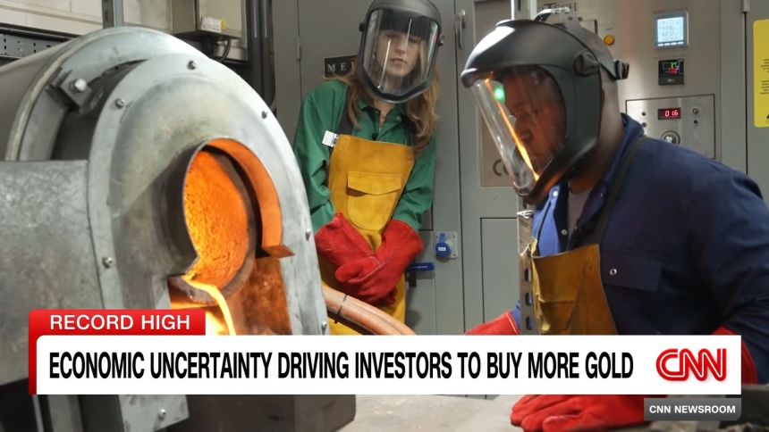 <p>Gold is surging to another record. CNN's Anna Cooban has been making one of the bars Costco sells in the UK by melting old jewelry</p>