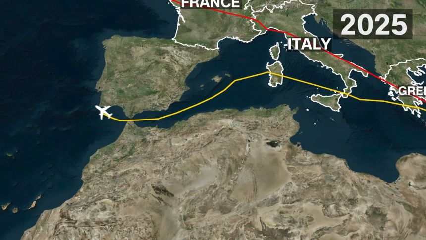 <p>Data from Flightradar24 shows Israeli Prime Minister Netanyahu takes an unusual flight route across Europe to get to the U.S. amid threat of war crimes arrest</p>