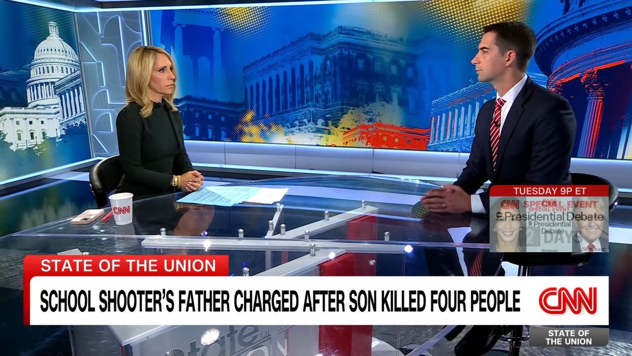 <p>CNN’s Dana Bash presses Republican Sen. Tom Cotton on how to respond to the shooting at Apalachee High School in Winder, Georgia.</p>