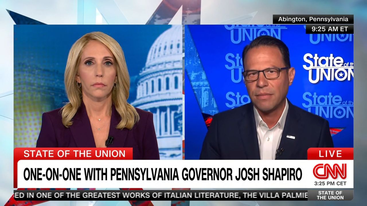 <p>Pennsylvania Gov. Josh Shapiro tells CNN's Dana Bash that "JD Vance should be ashamed of himself" after his unverified claims about Haitian immigrants in Ohio.</p>