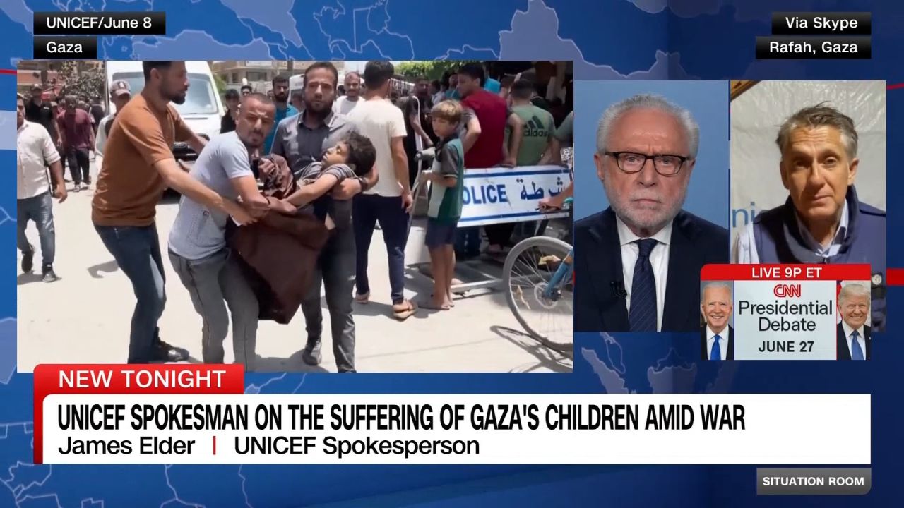 <p>June 17, 2024: UNICEF spokesperson James Elder joins Wolf Blitzer from Rafah, Gaza and explains the "crushing" feeling that his pleas for Gaza's children are falling on deaf ears.</p>
