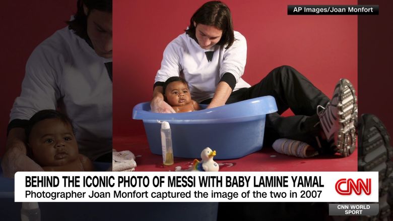 <p>Photographer Joan Monfort captured the image of the Lionel Messi and an infant Yamine Lamal in 2007,  the photo now going viral after both player's run to major finals. Who knew Lamal would be the breakout start of Euro 2024? </p>