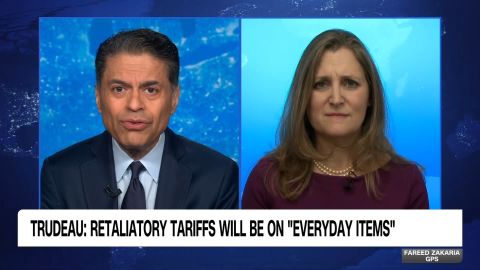 <p>Chrystia Freeland, Canada’s former finance minister and a top candidate to be its next prime minister, explains to Fareed how her country is reacting to US President Donald Trump’s tariffs: “Americans have to understand how hurt and, frankly, how furious Canadians are.”</p>