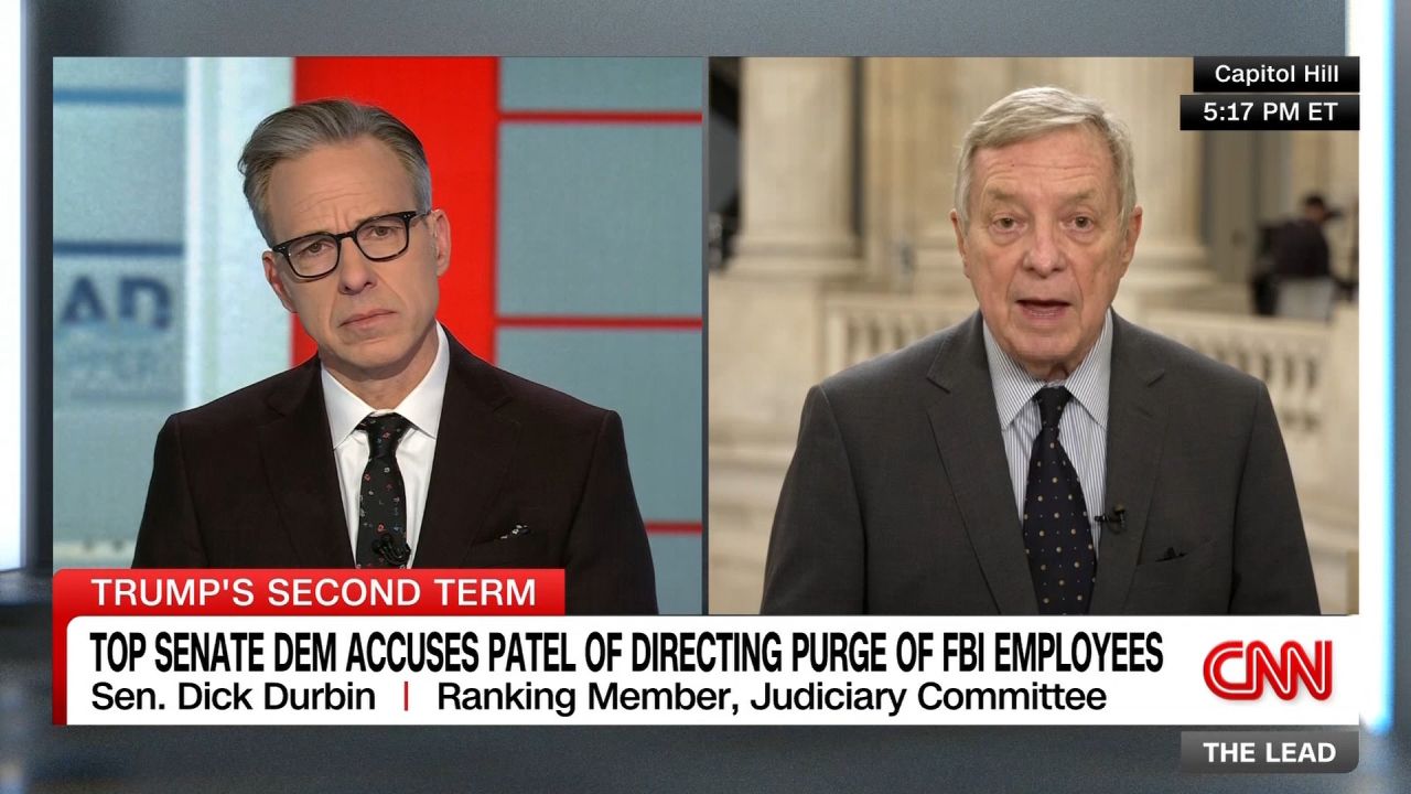 Sen Durbin Accuses Patel Of Directing Purge Of Fbi Employees Cnn Politics Sen Durbin Accuses Patel Of Directing Purge Of Fbi Employees Cnn Politics