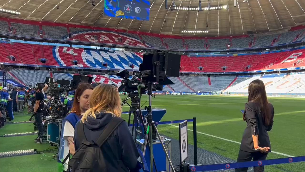 <p>The broadcast media is out in full force in Munich's Allianz Arena ahead of European soccer's biggest club game: the Champions League final.</p>