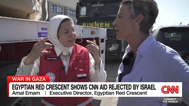 Egyptian Red Crescent shows CNN aid rejected by Israel
