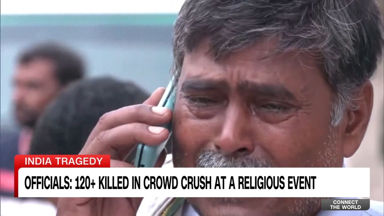 <p>Officials say more than 120 people have been killed in a crowd crush at a religious event in Uttar Pradesh, most of them women and children. Ivan Watson reports.?</p>