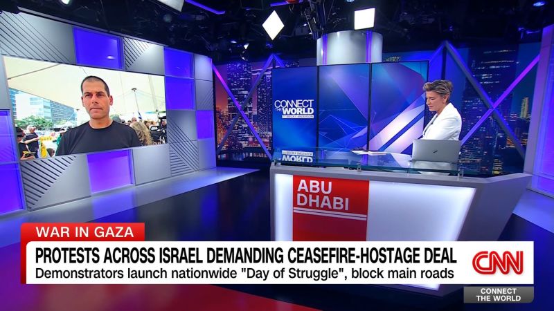 Israeli protest leader Ami Dror speaks to CNN from Hostages Square in Tel Aviv