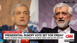 <p>None of the four candidates in Iran's Presidential elections secured the majority needed to win. Now, a reformist candidate will face a conservative hardliner in a run-off on July 5. CNN's Fred Pleitgen reports.</p>