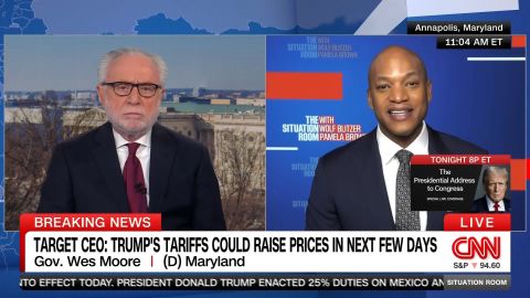 <p>Maryland Governor Wes Moore slams Trump's "arbitrary" tariffs and tells Wolf Blitzer they will hit his state "very, very hard."</p>