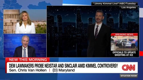<p>Democratic Senator Chris Van Hollen tells CNN's Pamela Brown that the Trump administration is violating the 1st amendment and attempting to silence its critics by going after ABC and Jimmy Kimmel. He also discusses Trump's apparent shift away from Russia in its war against Ukraine.</p>
