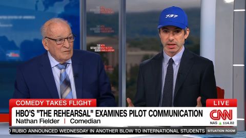 <p>Comedian, pilot and host of "The Rehearsal" on HBO, Nathan Fielder joined "The Situation Room with Wolf Blitzer and Pamela Brown" to discuss his takeaways after examining airline disasters and communication lapses in the cockpit. Fielder was joined by former National Transportation Safety Board member John Goglia, who advised him on the show.</p>