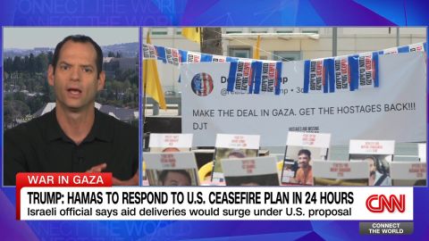 <p>President Donald Trump says we should know if Hamas will accept the latest framework for a ceasefire plan for Gaza in the next 24 hours. In a statement, Hamas said it will announce its decision after consultations with other Palestinian factions. CNN's Oren Liebermann reports from Jerusalem.</p>