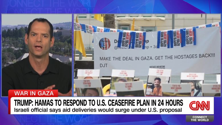 <p>President Donald Trump says we should know if Hamas will accept the latest framework for a ceasefire plan for Gaza in the next 24 hours. In a statement, Hamas said it will announce its decision after consultations with other Palestinian factions. CNN's Oren Liebermann reports from Jerusalem.</p>