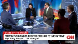 <p>Democratic Rep. Haley Stevens, CNN Senior Political Commentator Scott Jennings, CNN Political Commentator Brad Todd, and Democratic strategist Ashley Etienne join CNN's Jake Tapper to break down Democrats’ infighting after the shutdown fight and the politics of Trump's tariffs.</p>