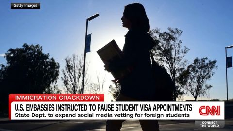 <p>The State Department is ordering U.S. embassies to pause all new student visa appointments as it moves to expand social media screening and vetting to all applicants. CNN's Jennifer Hansler explains the uncertainty that will create for foreign students ahead of the fall semester. </p>