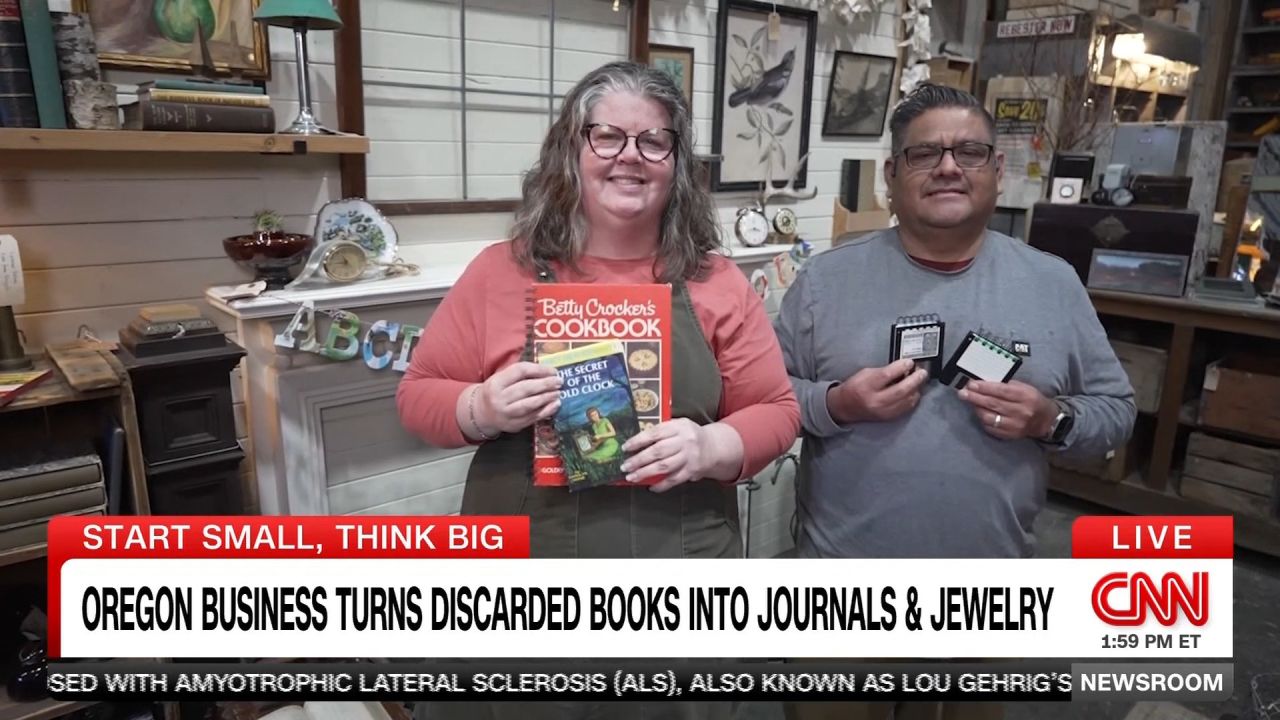 <p>A husband and wife team from Portland, Oregon have turned their garage into a workshop - all in their quest to save books from the landfill. </p>