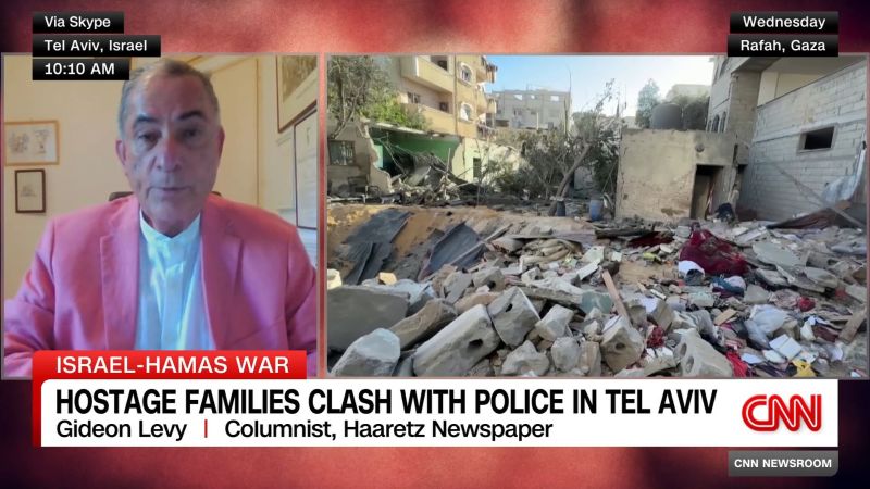 CNN's Max Foster speaks with Gideon Levy, a columnist for Haaretz newspaper, about the clashes in Tel Aviv between police and the families of hostages held in Gaza