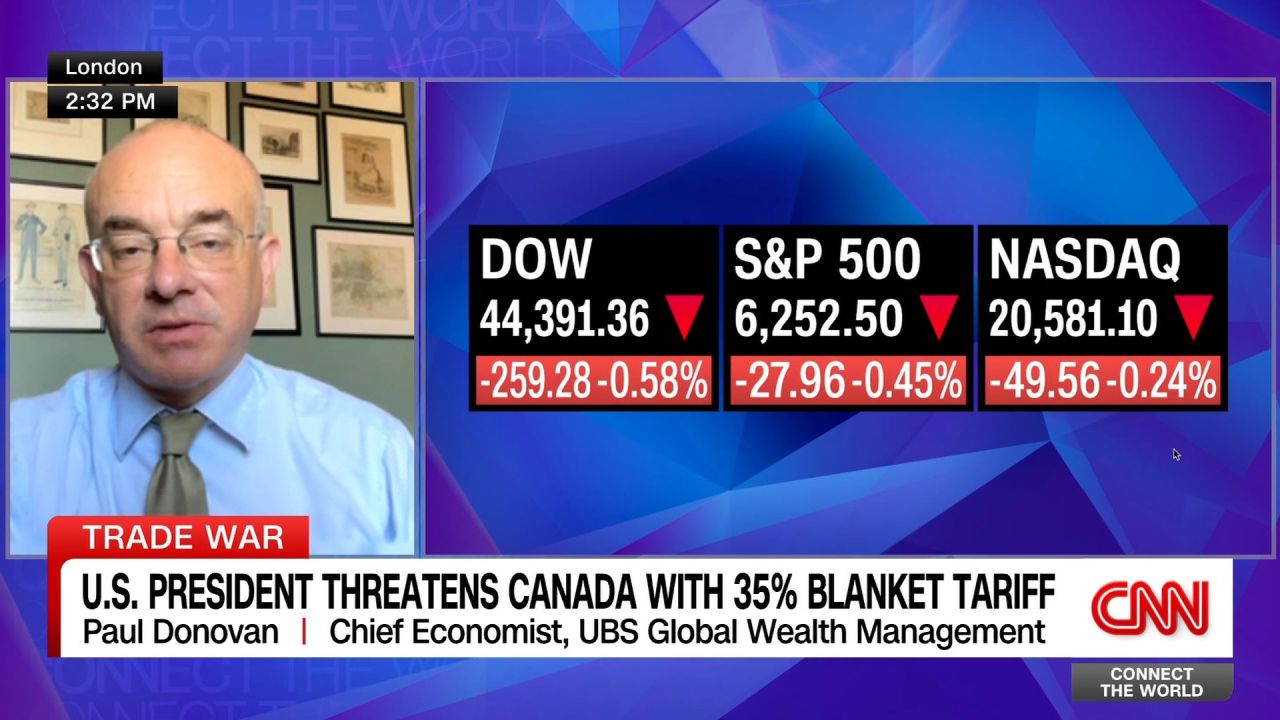 <p>As the U.S president threatens Canada with blanket 35% tariffs, Paul Donovan, Chief Economist at UBS Global Wealth Management, says the next wave of Trump tariffs may have little or no impact on U.S. consumers until early next year. </p>