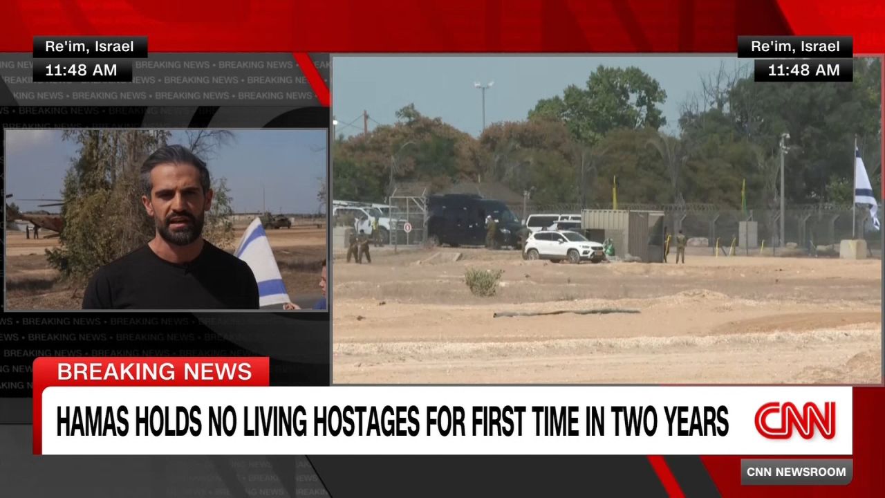 <p>CNN's Jeremy Diamond reports that the last 20 living hostages are now either back in Israel or en route to Israel from Gaza, and no living hostages remain in Gaza. </p>