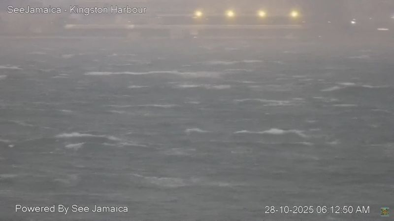 Day breaks over Kingston Harbour as Hurricane Melissa nears