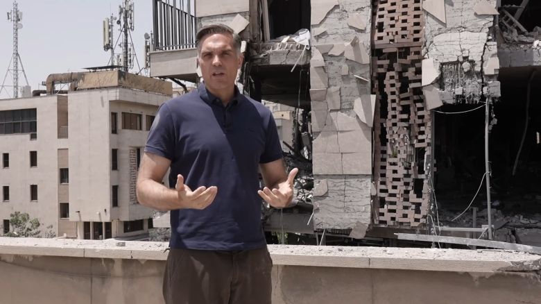 <p>Watch CNN's Fred Pleitgen describe how a building in the Iranian capital was badly damaged by an airstrike and speak to residents who witnessed the blast.</p>