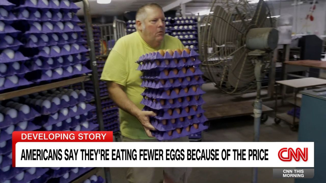 <p>Americans are eating fewer eggs as bird flu leads to higher prices. Nick Watt talks to both shoppers and poultry farmers. </p>