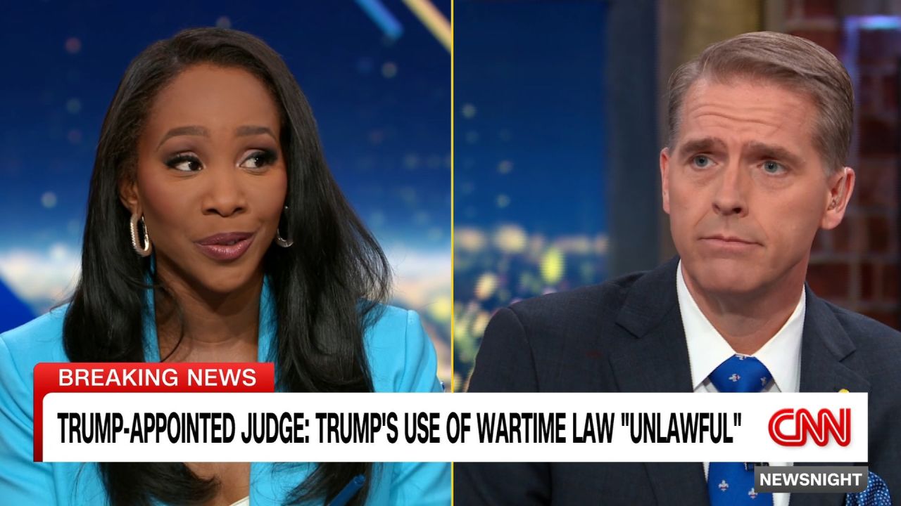 <p>A Trump-appointed judge says the president's use of the Alien Enemies Act "exceeds" his power and that his deportations are "unlawful." CNN senior political commentator Scott Jennings says the judge is wrong and the President can use the act because the US is at war with the people who are crossing into the country illegally. Abby Phillip challenges the idea the President and not Congress can decide when the US is at war.</p>