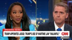 <p>A Trump-appointed judge says the president's use of the Alien Enemies Act "exceeds" his power and that his deportations are "unlawful." CNN senior political commentator Scott Jennings says the judge is wrong and the President can use the act because the US is at war with the people who are crossing into the country illegally. Abby Phillip challenges the idea the President and not Congress can decide when the US is at war.</p>