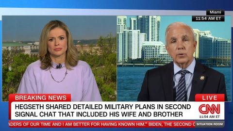 <p>GOP Rep. Carlos Giménez of Florida told CNN's Pamela Brown that the inclusion of Defense Secretary Pete Hegseth's family members "would concern" him if they did not have the proper security clearances to be receiving sensitive intelligence about the U.S. military.</p>