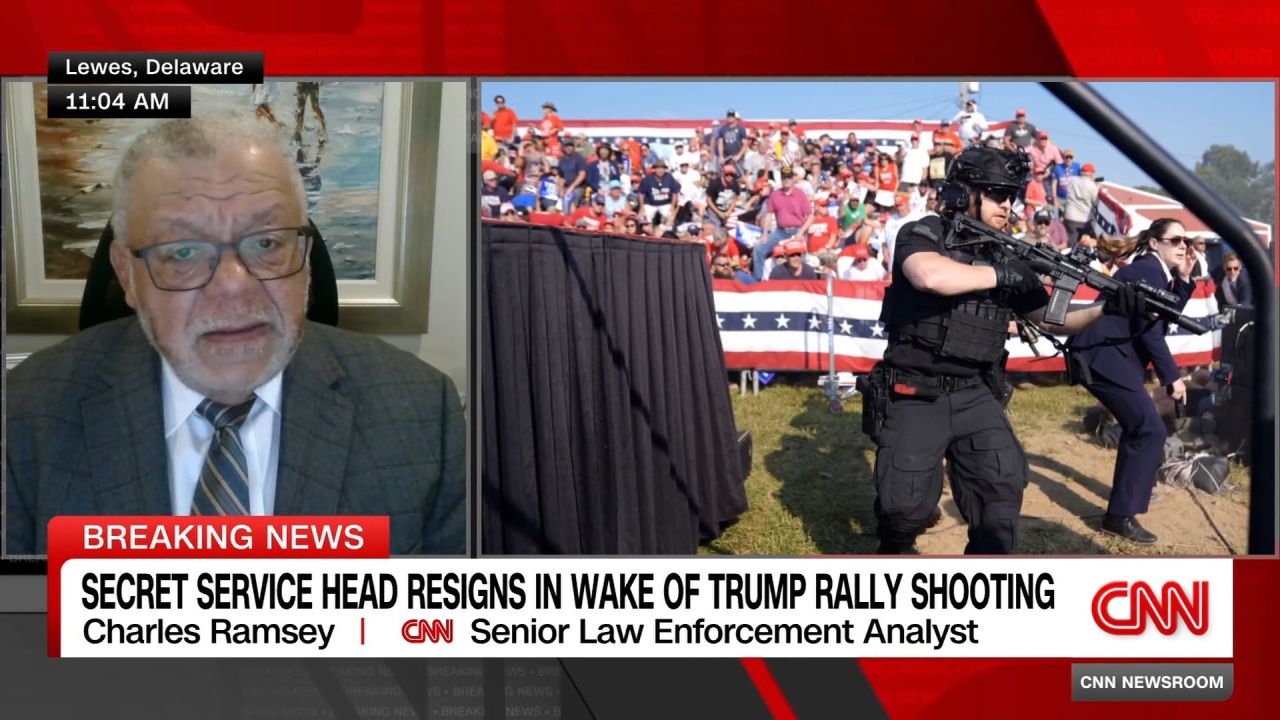 <p>CNN's Jim Sciutto speaks to CNN Senior Law Enforcement Analyst Charles Ramsey about Secret Service head Kimberly Cheatle resigning in the wake of the Trump rally shooting. </p>