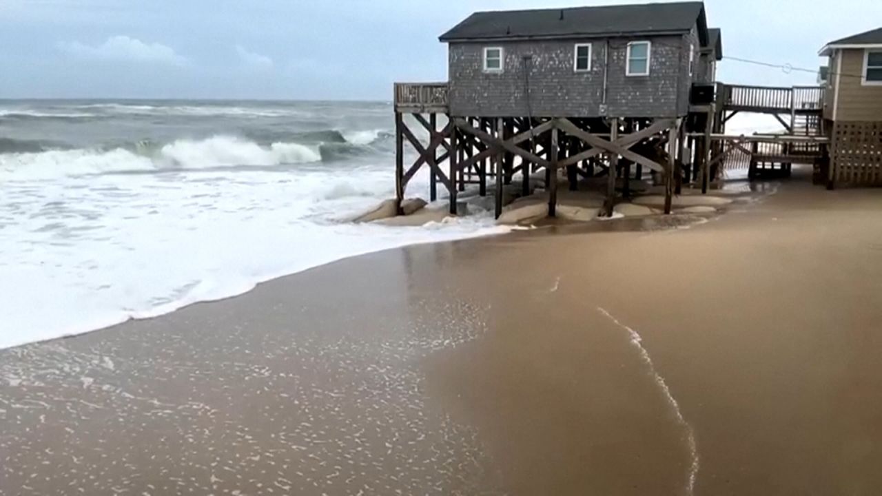 <p>Video from the Cape Hatteras Motel verified by Reuters shows strong waves crashing onto shore and flooding a coastal motel in Buxton, North Carolina on August 20.</p>