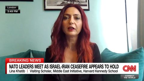 <p>Speaking to reporters at the NATO Summit, the U.S. President said U.S. and Iranian officials will meet week, while also saying "the war is done." CNN's Becky Anderson speaks to Middle East analyst Lina Khatib.</p>