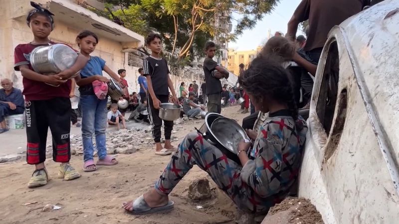 People fight for scraps of food in Gaza