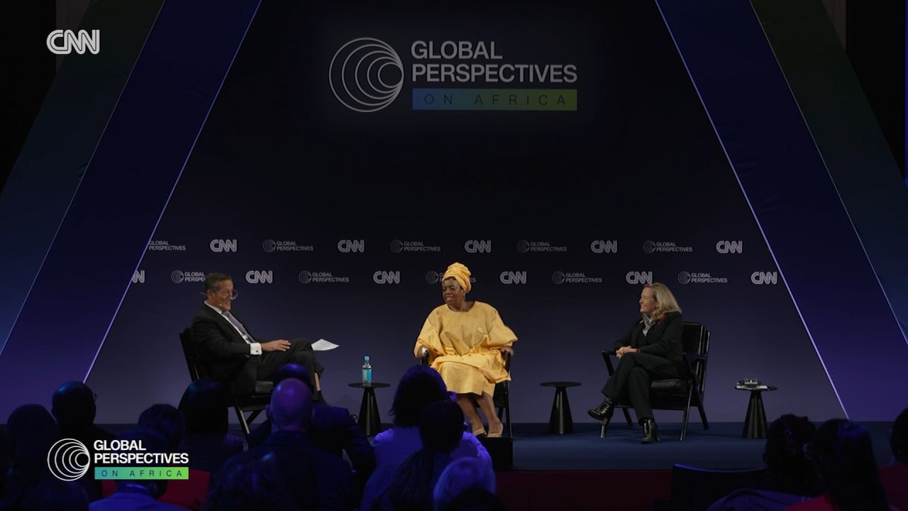 <p>Nadia Calviño, President of the European Investment Bank and Sinazo Sibisi, chief investment officer of Timbuktoo Foundation, speak to CNN’s Richard Quest at Global Perspectives on Africa.</p>