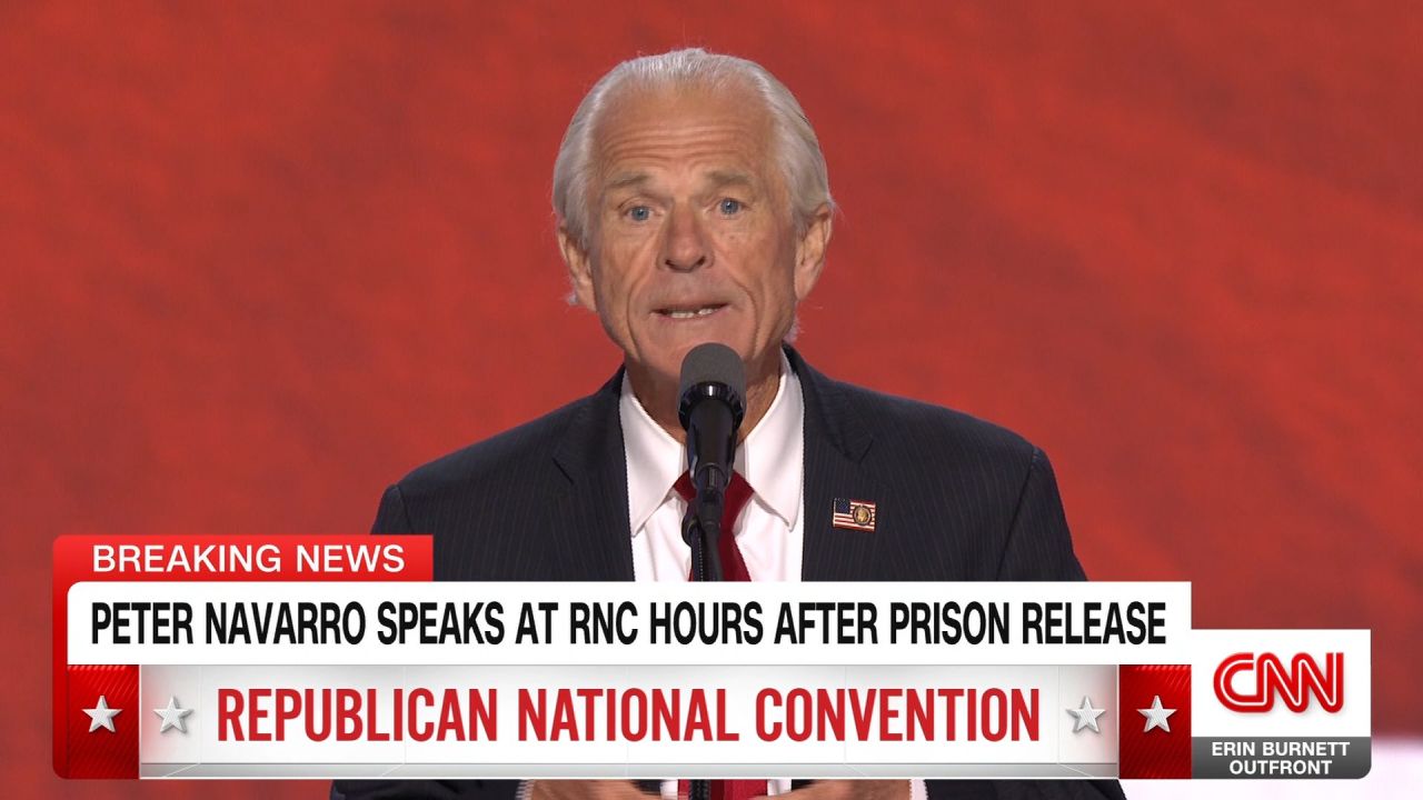 <p>Former Trump official Peter Navarro slams Biden administration over his arrest and conviction for contempt of Congress during speech at RNC.</p>