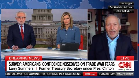 <p>Larry Summers, who served as Treasury secretary under former President Bill Clinton, joined "The Situation Room and Wolf Blitzer and Pamela Brown" and compared the U.S. economy to "being in the back of a car where the driver is weaving wildly." He also said the rising price of gold is "a sign of the amount of uncertainty" elsewhere.</p>