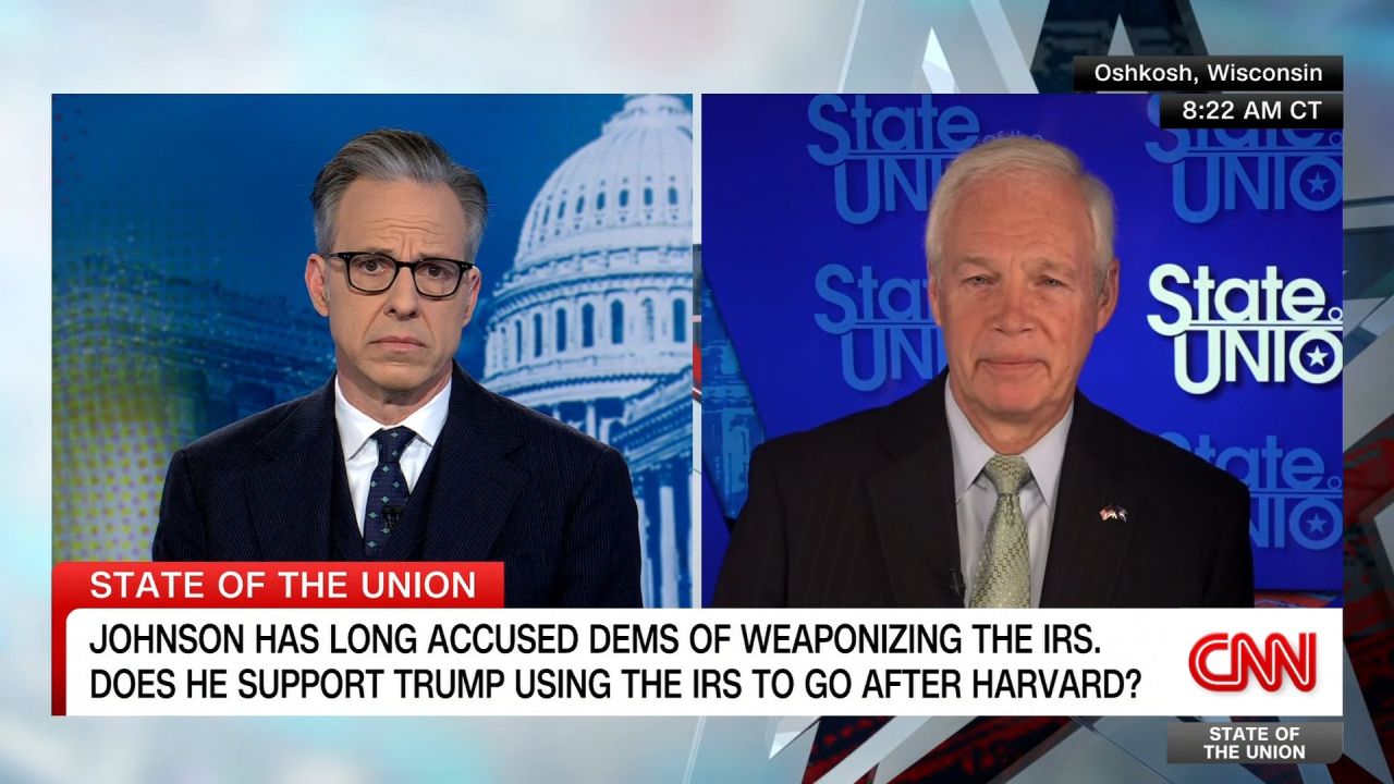 <p>CNN's Jake Tapper presses Republican Sen. Ron Johnson over Trump instructing the IRS to target Harvard’s tax-exempt status.</p>
