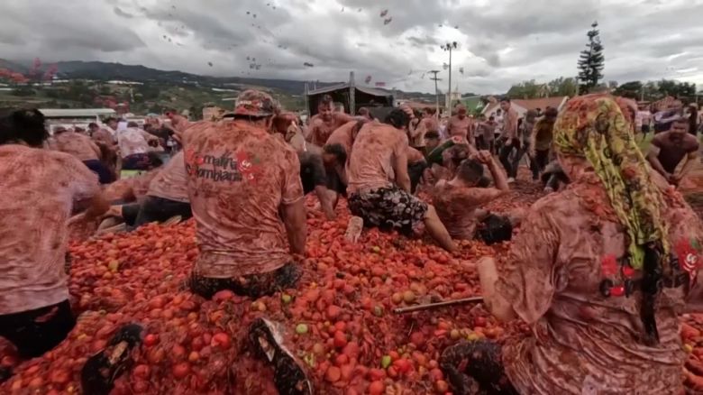 <p>En la ciudad colombiana de Sutamarchán se celebró la 15ª Gran Tomatina, donde unas 20.000 personas disfrutaron la “batalla” con tomates no aptos para consumo.</p>
