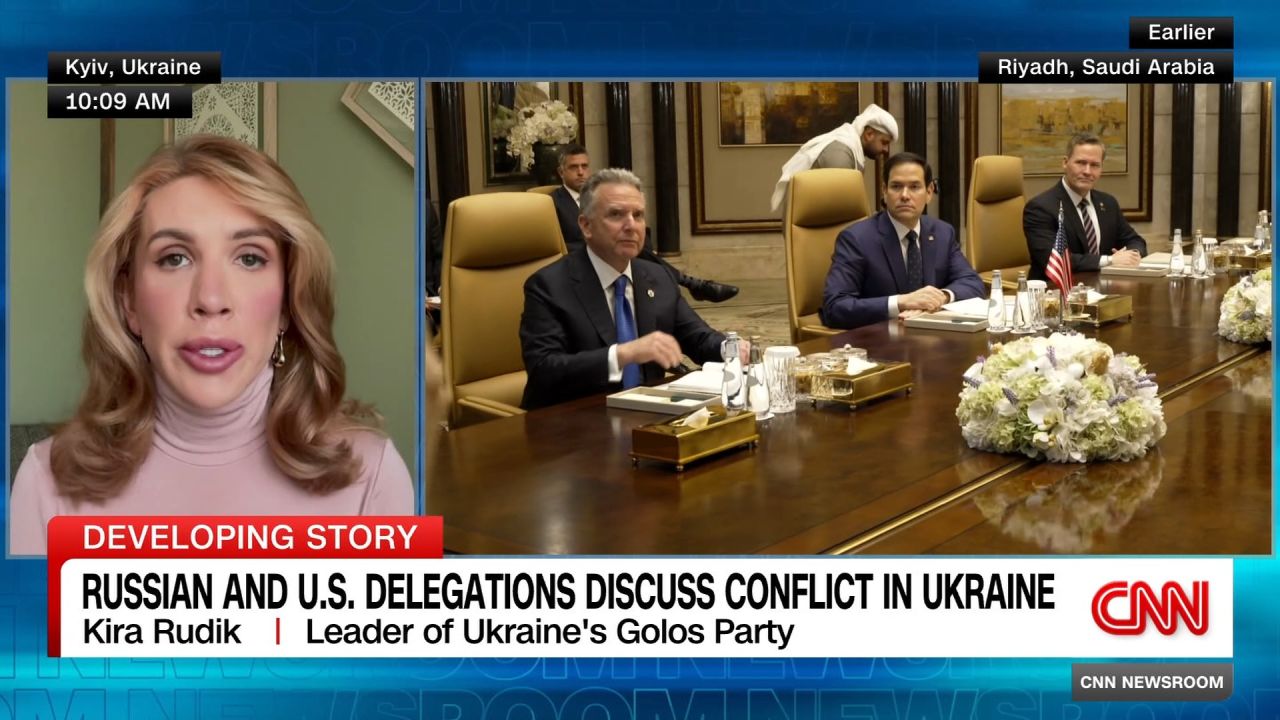 <p>Rosemary Church speaks to Ukrainian Parliament member Kira Rudik about Ukraine's being left out of the negotiation as the U.S. and Russia discuss the conflict in Ukraine</p>