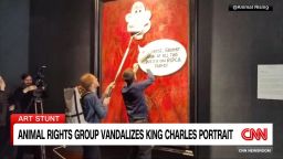 <p>Activists from an animal rights group have vandalized the first official portrait of King Charles, which is currently on display in a London gallery. CNN's Max Foster has the details.</p>