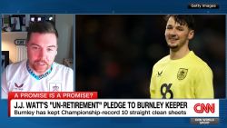 <p>Burnley are hoping to get promoted back to the Premier League, and their goalie James Trafford is in the form of his life at the moment. According to the team's Twitter account, partial owner and former NFL great J.J. Watt promised the goaltender that he would "unretire" if Trafford did not concede another goal for the rest of the season. And so far, he hasn't! For more, World Sport's Patrick Snell is joined by Joe Redmond, founder and host of the Turf- Cast Podcast.</p>