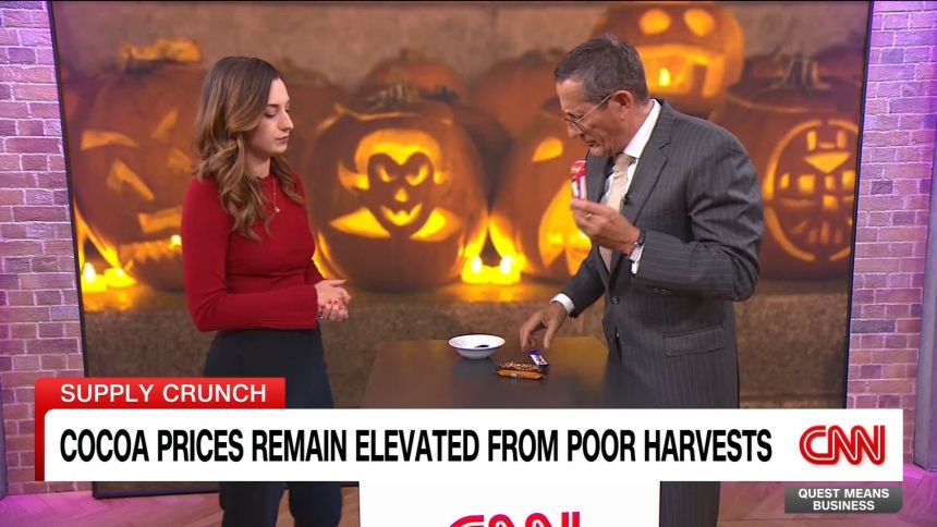 <p>CNN's Richard Quest and Anna Cooban share some chocolate and discuss how candymakers are adjusting to rising cocoa prices as the industry heads into it's busiest season</p>