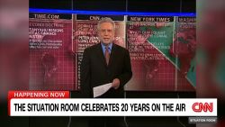 <p>CNN's Wolf Blitzer celebrates The Situation Room's 20th anniversary with a look back at the first day, highlights from over the years, and is joined by several guests from the very first show.</p>