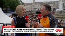 <p>McLaren Team Principal Zak Brown insists it's still a 5 horse race for the Formula One drivers championship - despite his drivers - Oscar Piastri and Lando Norris leading the way - with 8 out of 11 race wins so far this season. CNN World Sport's Amanda Davies caught up with him at a lively Trafalgar Square on Wednesday, as McLaren took over the center of London. </p>