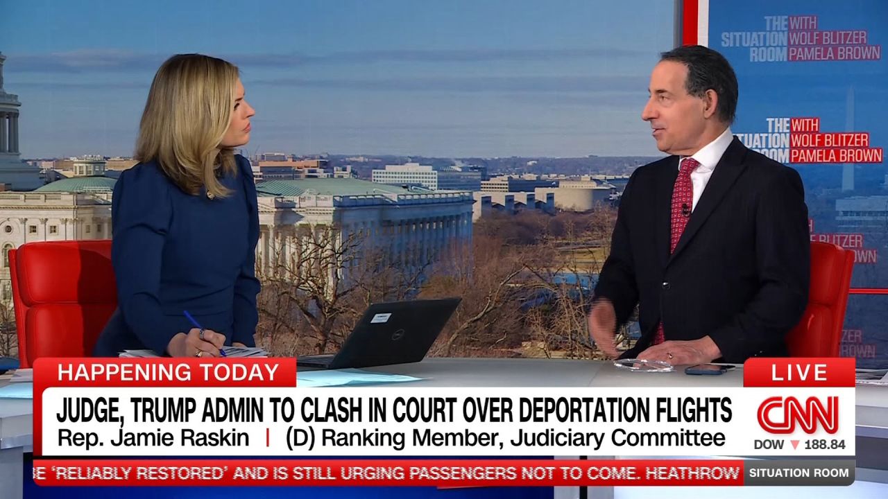 <p>Democratic Rep. Jamie Raskin of Maryland criticized the Trump administration's mounting fight against judicial processes, telling CNN's Pamela Brown that Trump sees the Constitution as "inconvenient furniture that's got to be kicked out of the way."</p>