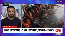 <p>The Israeli military intercepted a ship carrying aid for Gaza and has detained Greta Thunberg and fellow activists who were on board. Jeremy Diamond reports. </p>