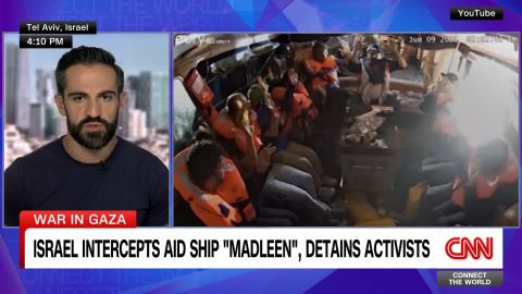 <p>The Israeli military intercepted a ship carrying aid for Gaza and has detained Greta Thunberg and fellow activists who were on board. Jeremy Diamond reports. </p>